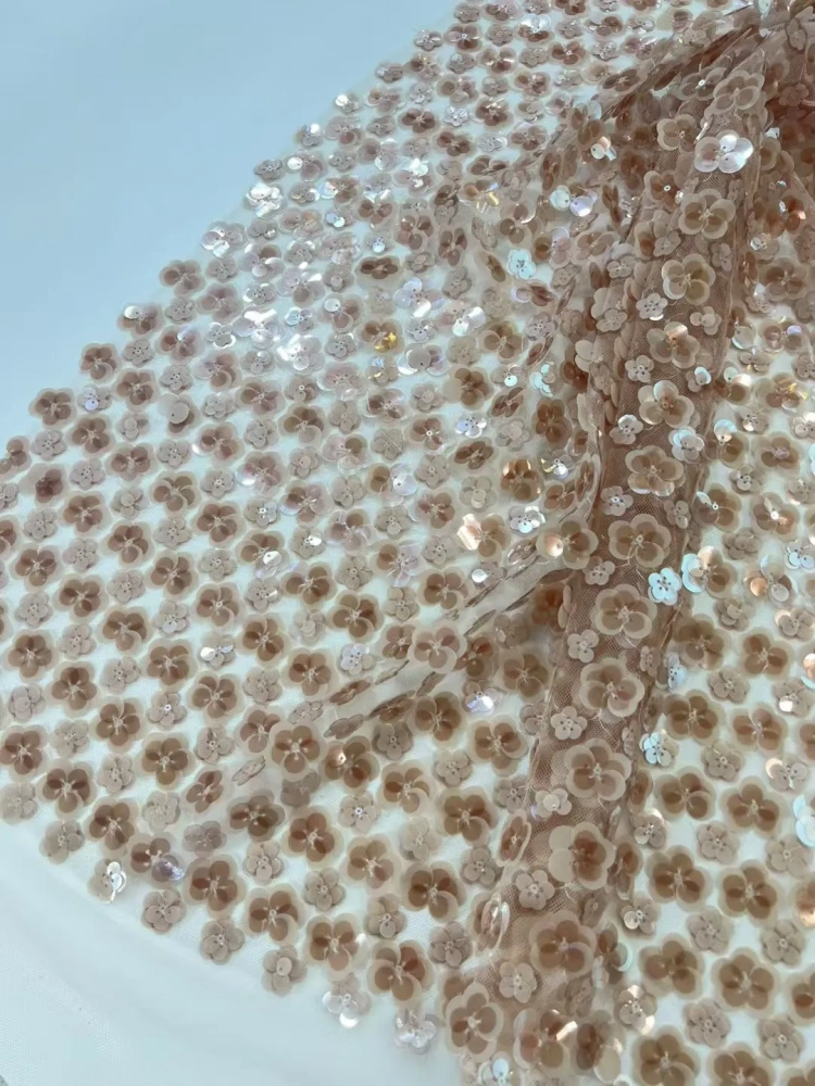 Unique Hot Sale High-end Attractive Quality Fabric Handmade Embroidery Net Lace Sequins With For Making Women Wedding Dress