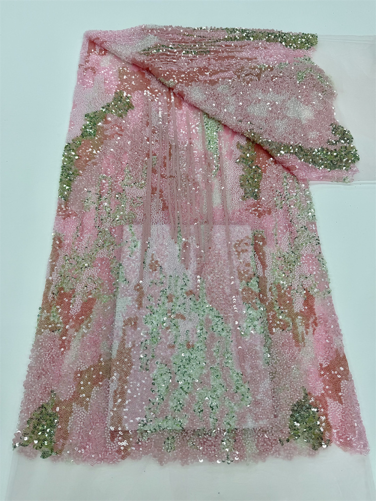Heavy Industry Handcrafted Pearl Tube Sequin Fabric