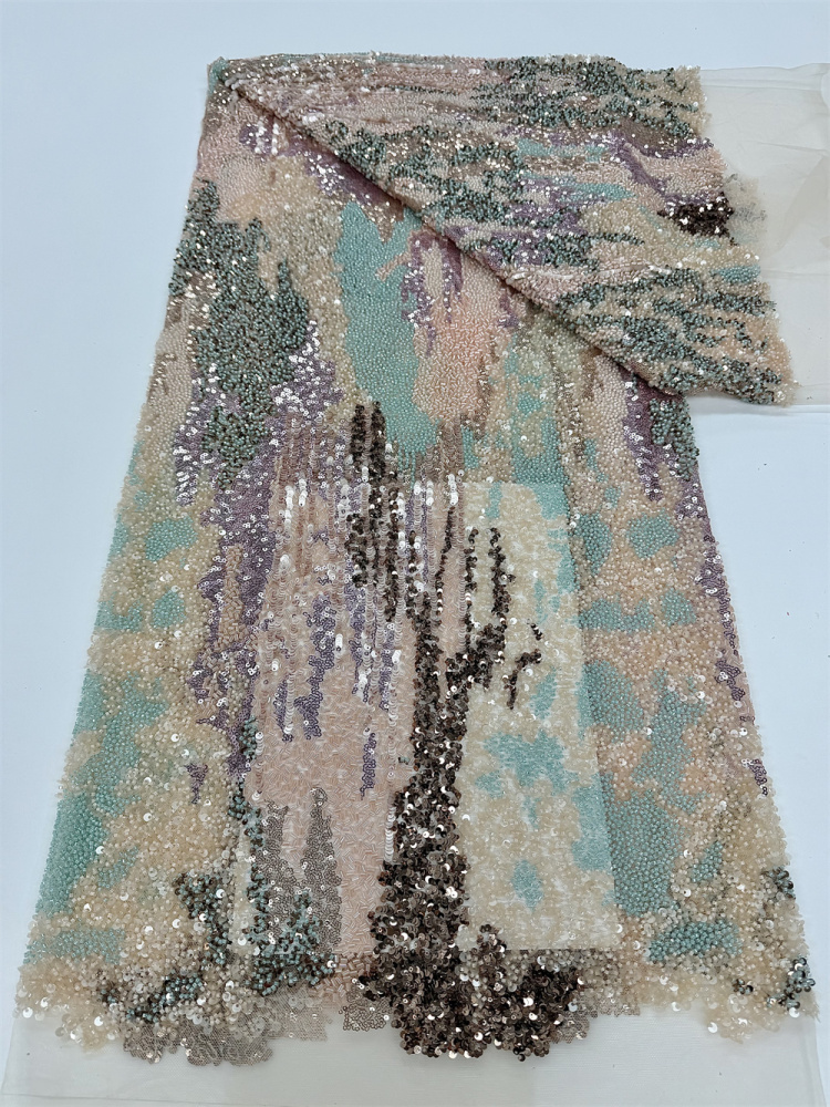 Heavy Industry Handcrafted Pearl Tube Sequin Fabric