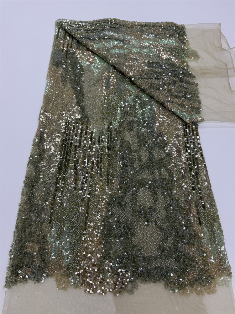 Heavy Industry Handcrafted Pearl Tube Sequin Fabric