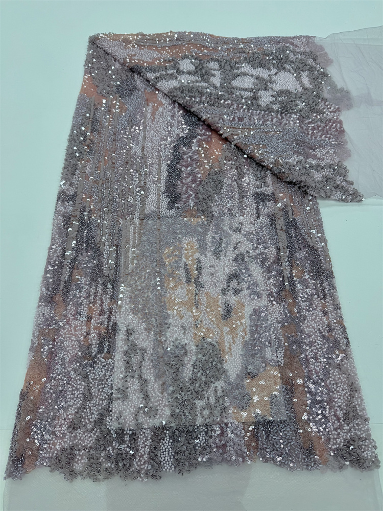 Heavy Industry Handcrafted Pearl Tube Sequin Fabric