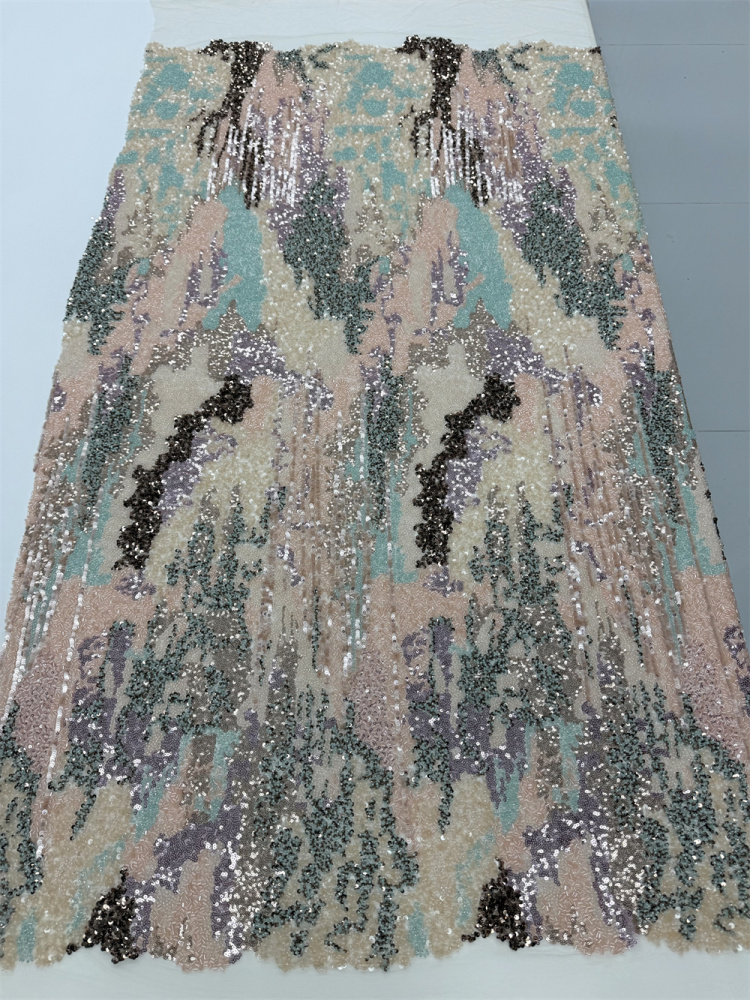 Heavy Industry Handcrafted Pearl Tube Sequin Fabric