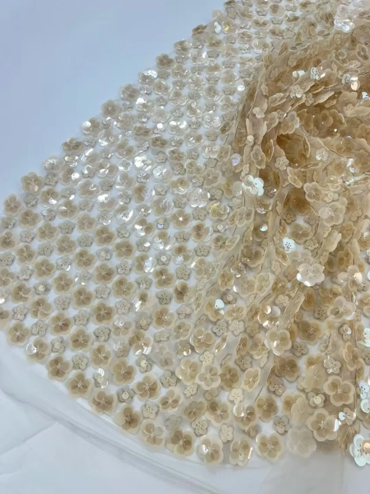 Unique Hot Sale High-end Attractive Quality Fabric Handmade Embroidery Net Lace Sequins With For Making Women Wedding Dress