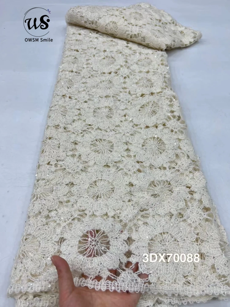 Hot Sale Fashion Design Africa  High Quality Sun Flower Embroidery Net Lace Sequins  For Wedding or Party Dress