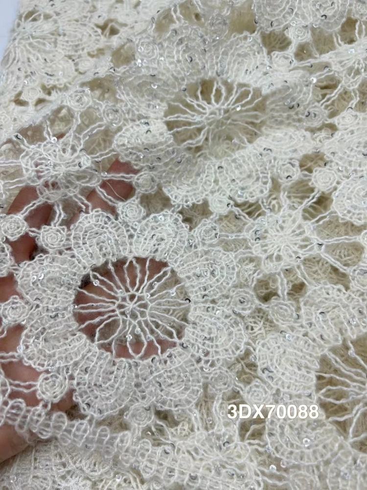 Hot Sale Fashion Design Africa  High Quality Sun Flower Embroidery Net Lace Sequins  For Wedding or Party Dress