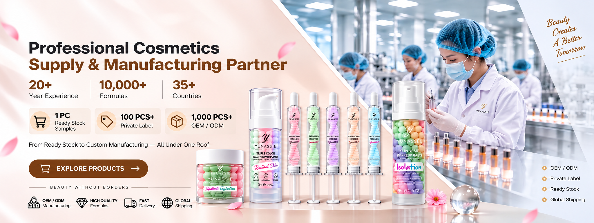 YUNASSIE Global Beauty Supply and Manufacturing Partner