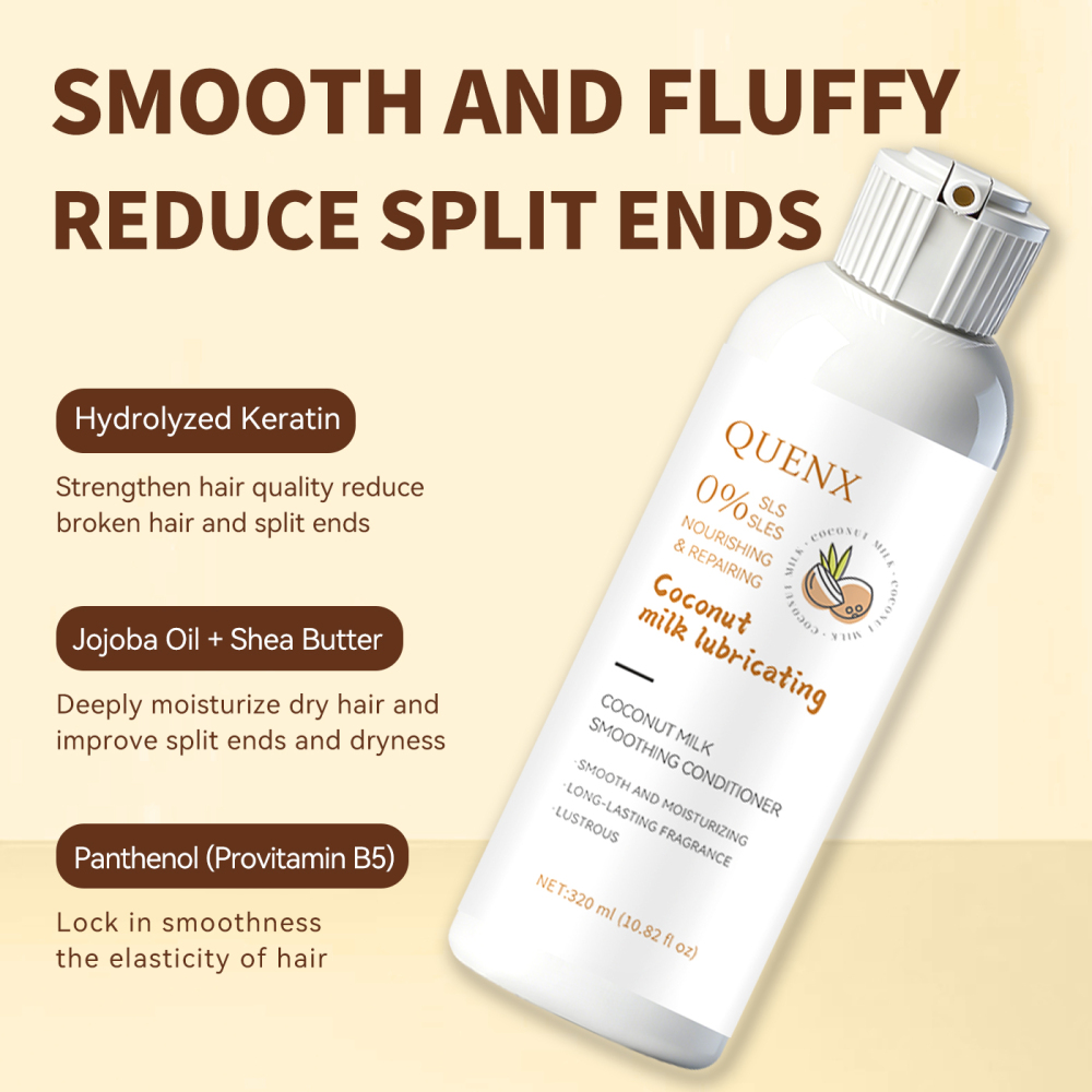 QUENX Coconut Milk Smoothing Conditioner – Anti-Frizz & Moisturizing Hair Care