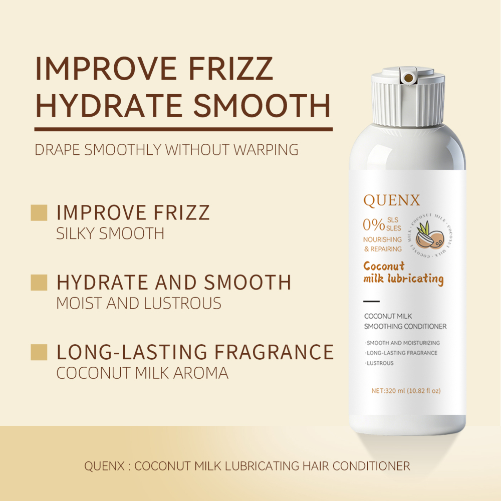 QUENX Coconut Milk Smoothing Conditioner – Anti-Frizz & Moisturizing Hair Care