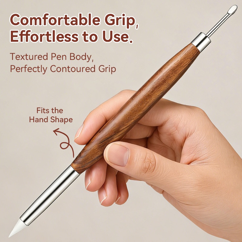 Wood Handle Nail Art Dual End Tool