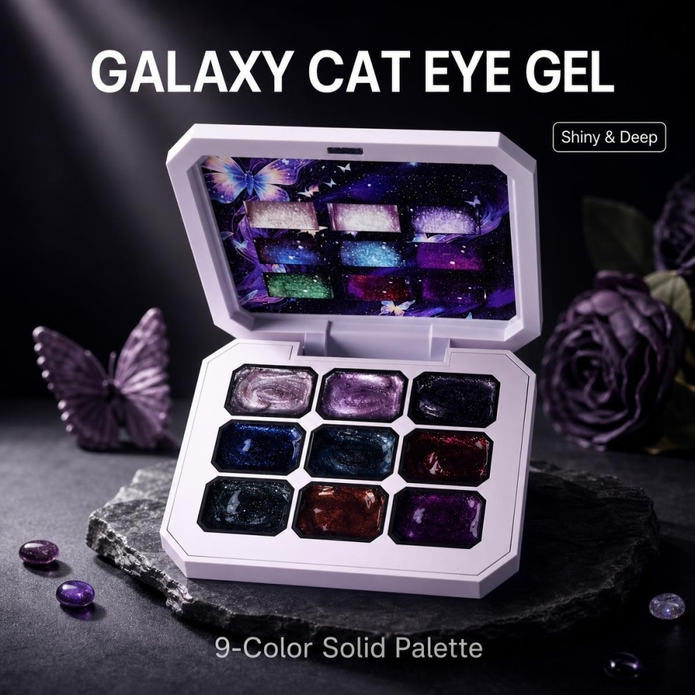 Wholesale 9 Colors Cat Eye French Vegan Eco-Friendly Professional Nail Gel Polish UV 9-grid Magnet Patting Gel Palette Designer