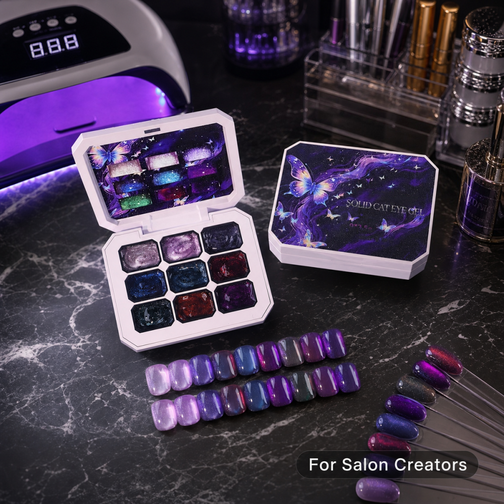 Wholesale 9 Colors Cat Eye French Vegan Eco-Friendly Professional Nail Gel Polish UV 9-grid Magnet Patting Gel Palette Designer