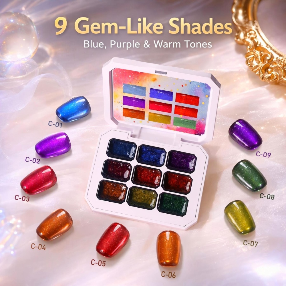 Professional OEM DIY French Eco-friendly LED UV 9D Cat Eye Nail Gel Polish Magnetic Liquid 5D Gel Set