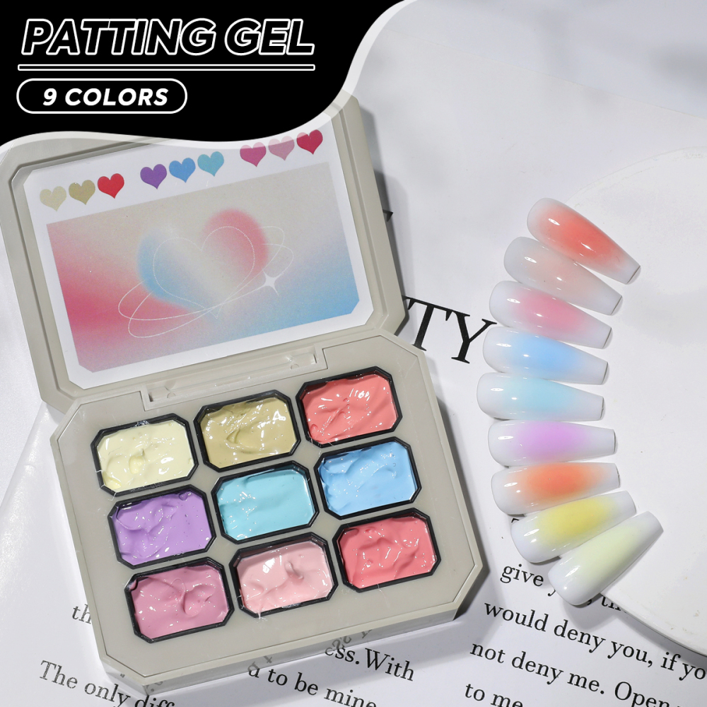 9 Colors French Style Vegan Eco-Friendly Professional Nail Gel Polish UV 9-grid Patting Gel Palette