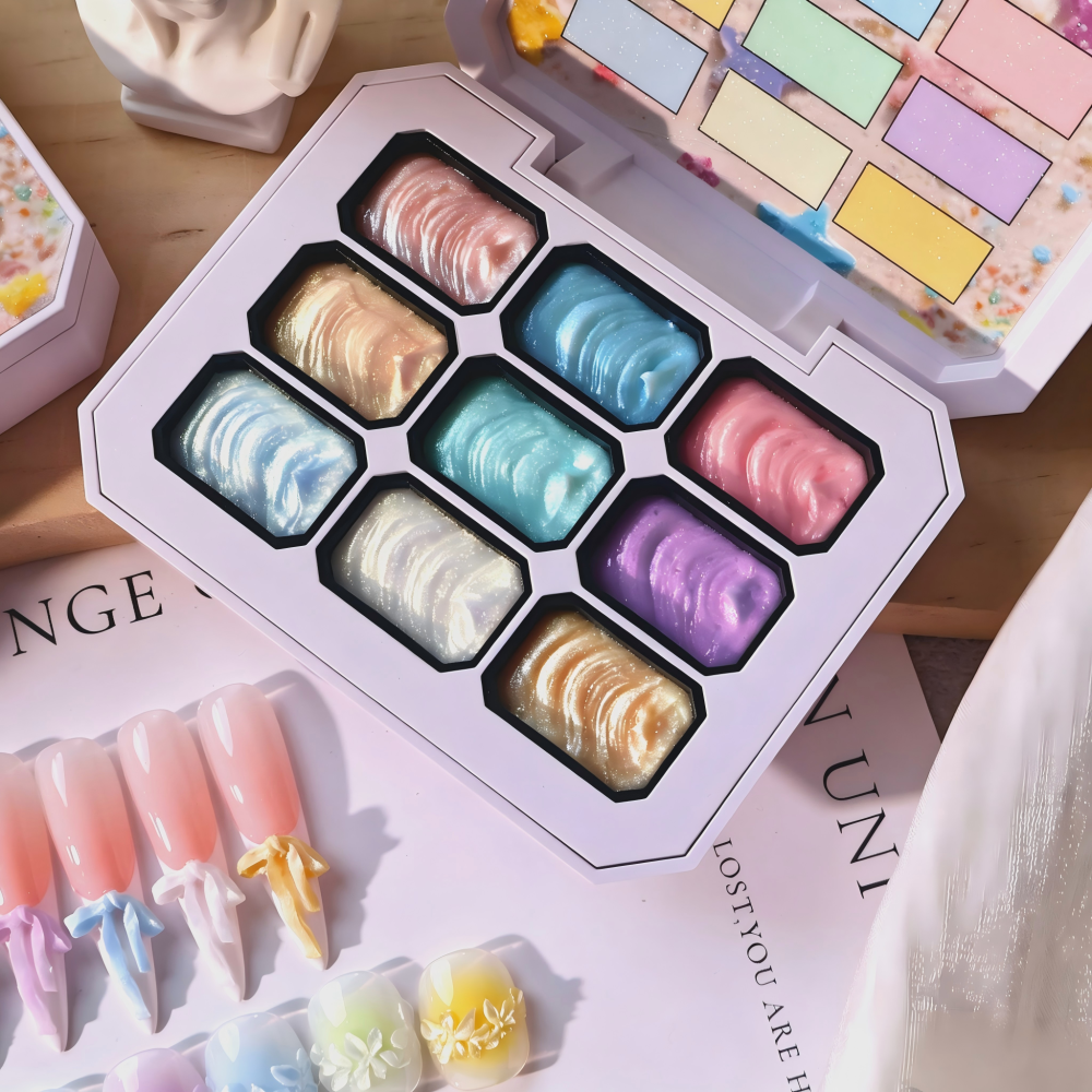 9colors Pat Pat Gel Palette – All-in-One Gel Color Palette for Mixing, Detailing & Nail Art
