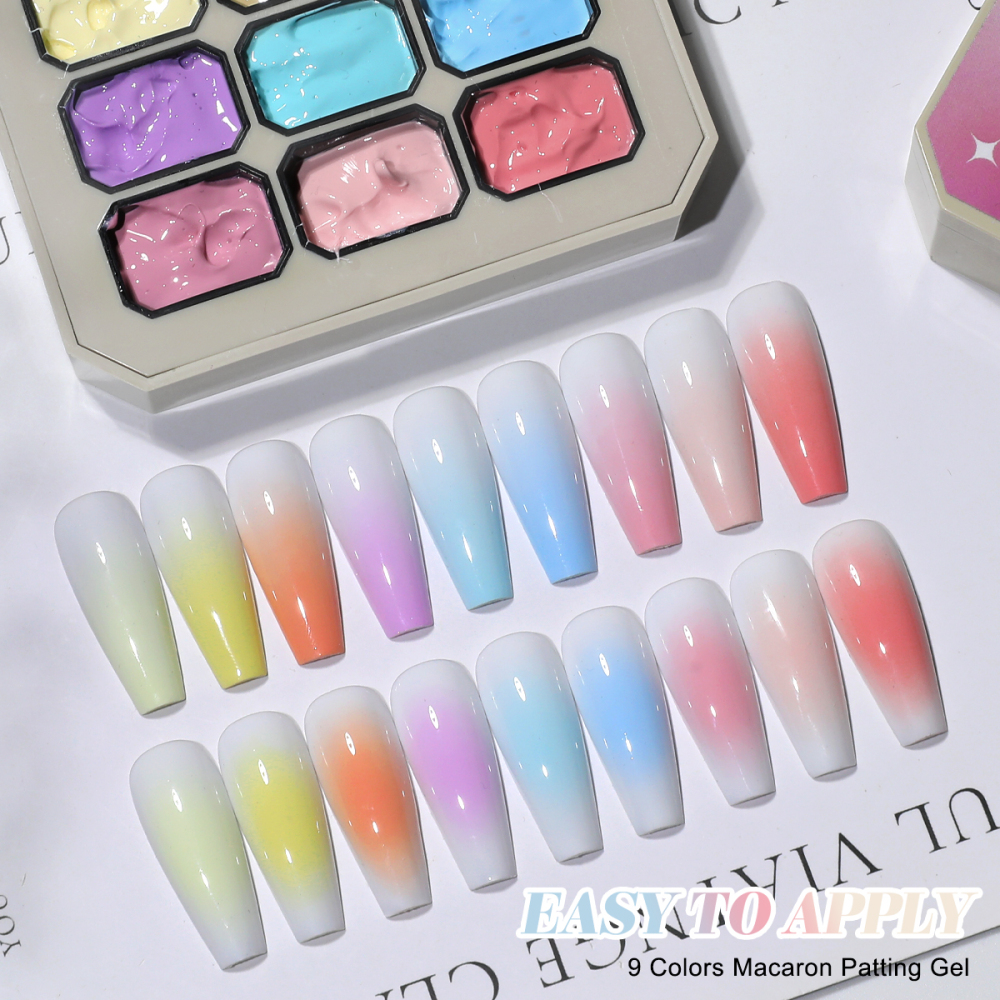 9 Colors French Style Vegan Eco-Friendly Professional Nail Gel Polish UV 9-grid Patting Gel Palette
