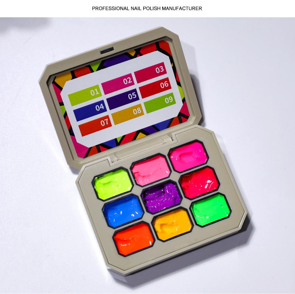 Fluorescent LED UV Gel Collection Custom Logo 9 Color Neon Pat Pat Gel Set