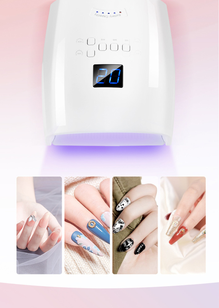 Rechargeable High Power Mini UV LED Nail Lamp 66W Cordless Drying Gel Polish Professional Nail Art Salon Home Use Plastic