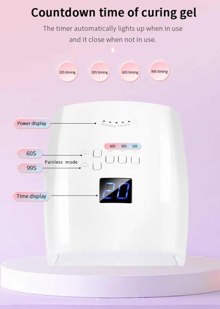 Rechargeable High Power Mini UV LED Nail Lamp 66W Cordless Drying Gel Polish Professional Nail Art Salon Home Use Plastic