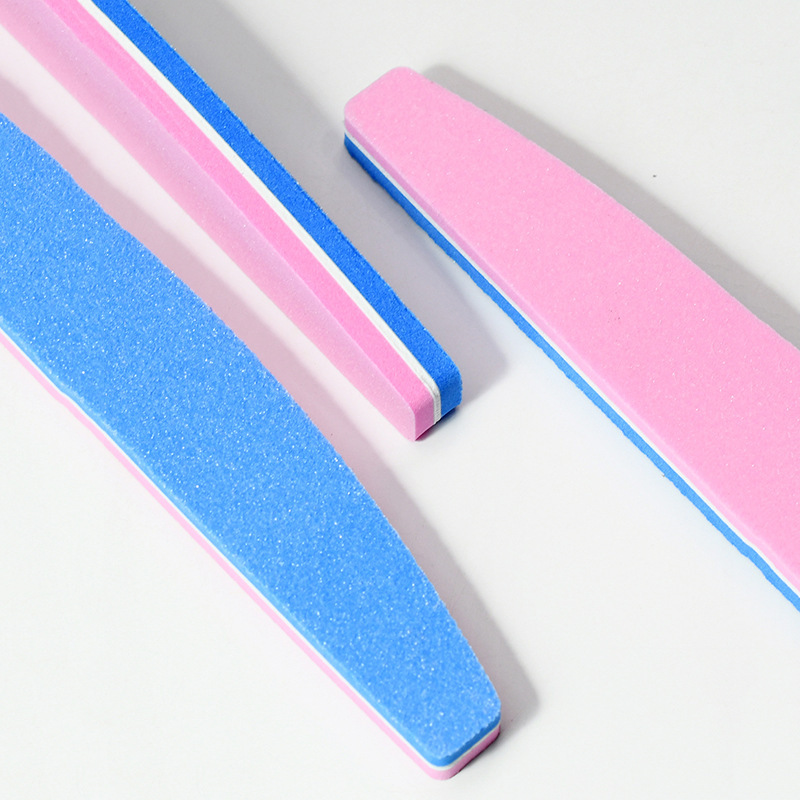 Half Moon Double-Sided Sponge Nail File with 100/180 Grit High-Density EVA Foam for Nail Shaping, Smoothing and Professional Salon Use