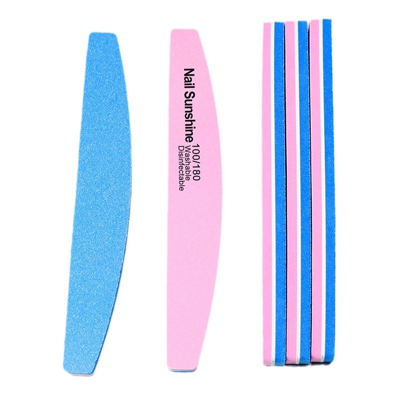 Half Moon Double-Sided Sponge Nail File with 100/180 Grit High-Density EVA Foam for Nail Shaping, Smoothing and Professional Salon Use