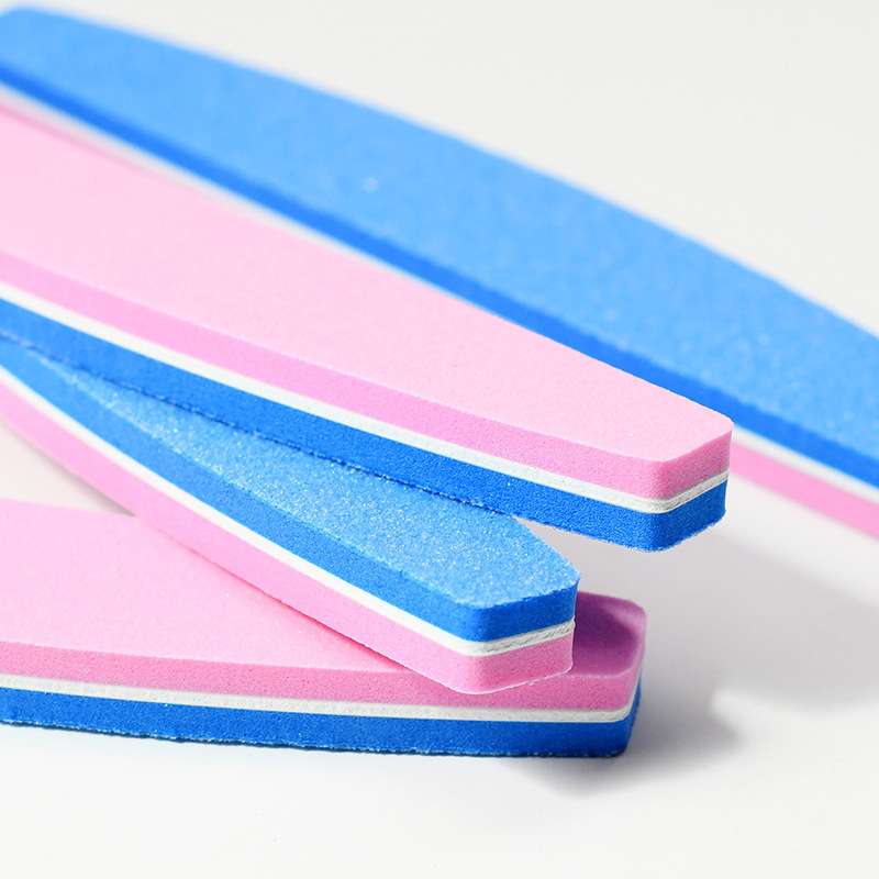 Half Moon Double-Sided Sponge Nail File with 100/180 Grit High-Density EVA Foam for Nail Shaping, Smoothing and Professional Salon Use