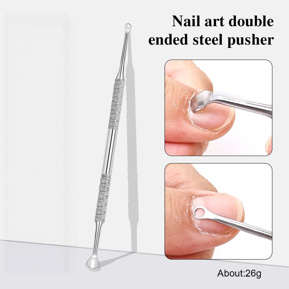 Double-Ended Cuticle Pusher Tool | Spoon Head & Loop Nail Cleaner for Professional Manicure, Cuticle Care & Salon Wholesale