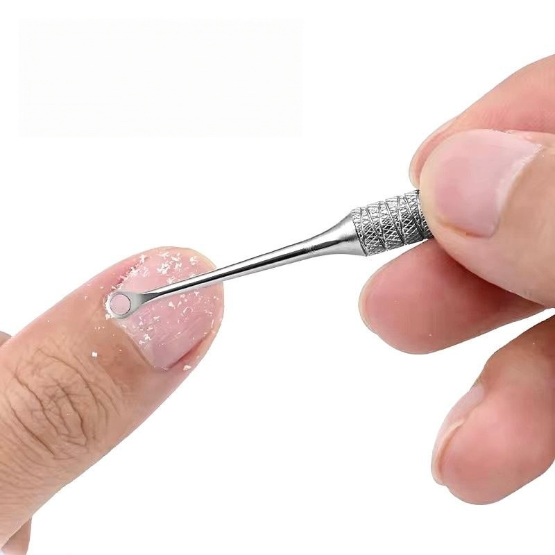 Double-Ended Cuticle Pusher Tool | Spoon Head & Loop Nail Cleaner for Professional Manicure, Cuticle Care & Salon Wholesale