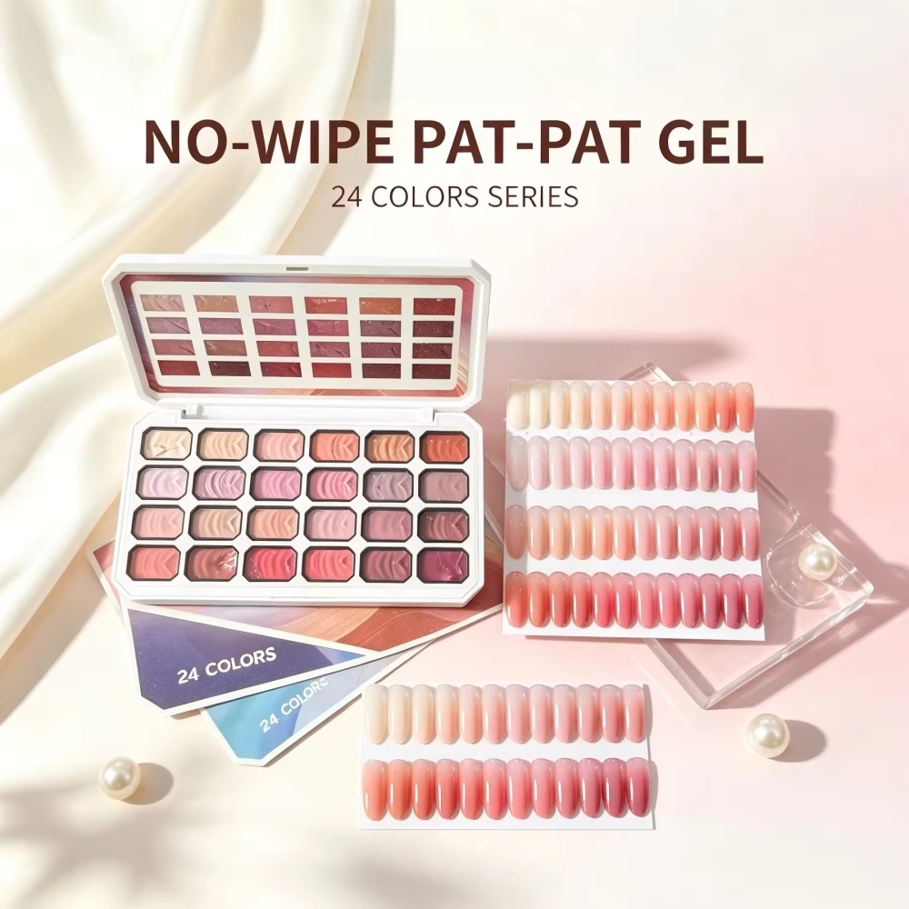 24 Colors Pat Pat Gel Nail Art Palette | Professional High Pigment Ombre Gradient Gel Set for Wholesale Nail Supply