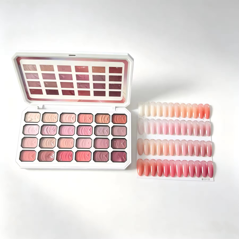 24 Colors Pat Pat Gel Nail Art Palette | Professional High Pigment Ombre Gradient Gel Set for Wholesale Nail Supply
