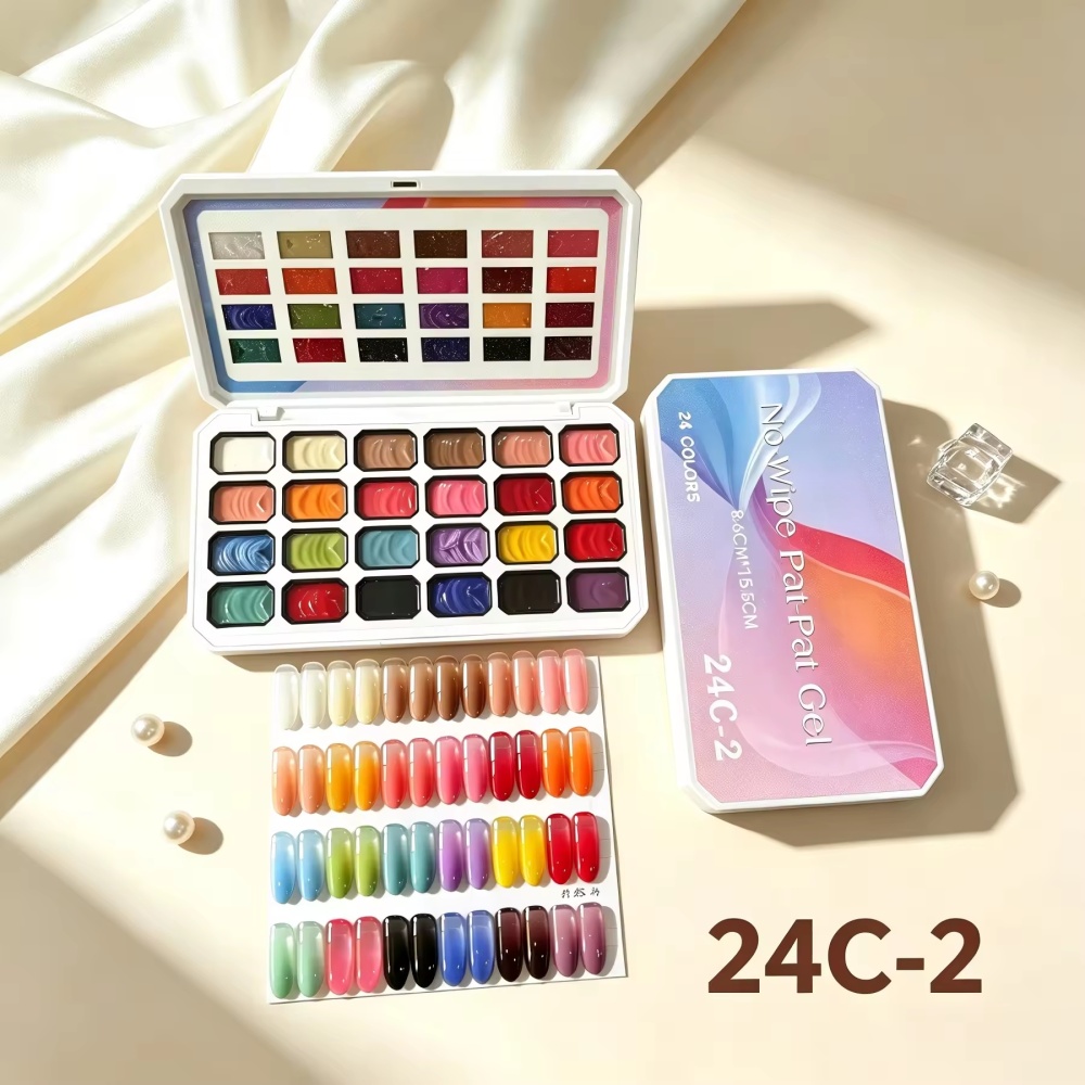 24 Colors Pat Pat Gel Nail Art Palette | Professional High Pigment Ombre Gradient Gel Set for Wholesale Nail Supply
