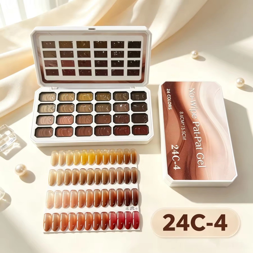 24 Colors Pat Pat Gel Nail Art Palette | Professional High Pigment Ombre Gradient Gel Set for Wholesale Nail Supply