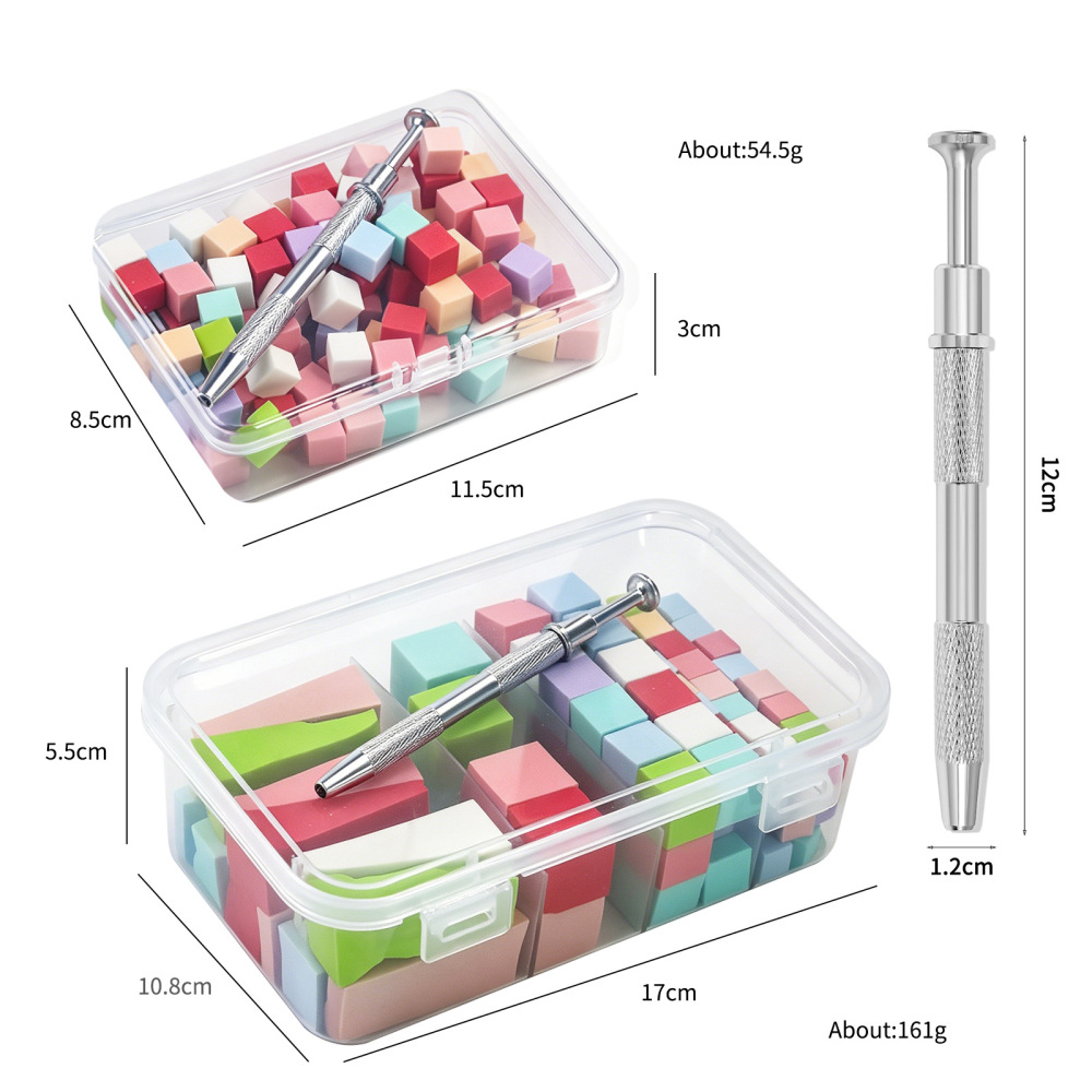 100Pcs/Box Gradient Sponge Brush With Tools For Nail Art Gel Polish Brush Glitter Powder Manicure