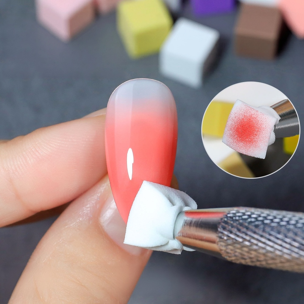 100Pcs/Box Gradient Sponge Brush With Tools For Nail Art Gel Polish Brush Glitter Powder Manicure