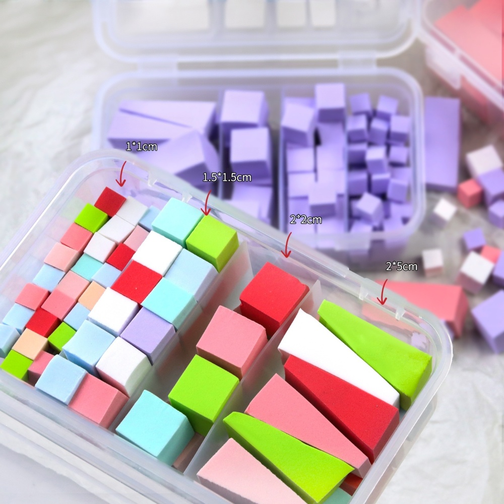 100Pcs/Box Gradient Sponge Brush With Tools For Nail Art Gel Polish Brush Glitter Powder Manicure