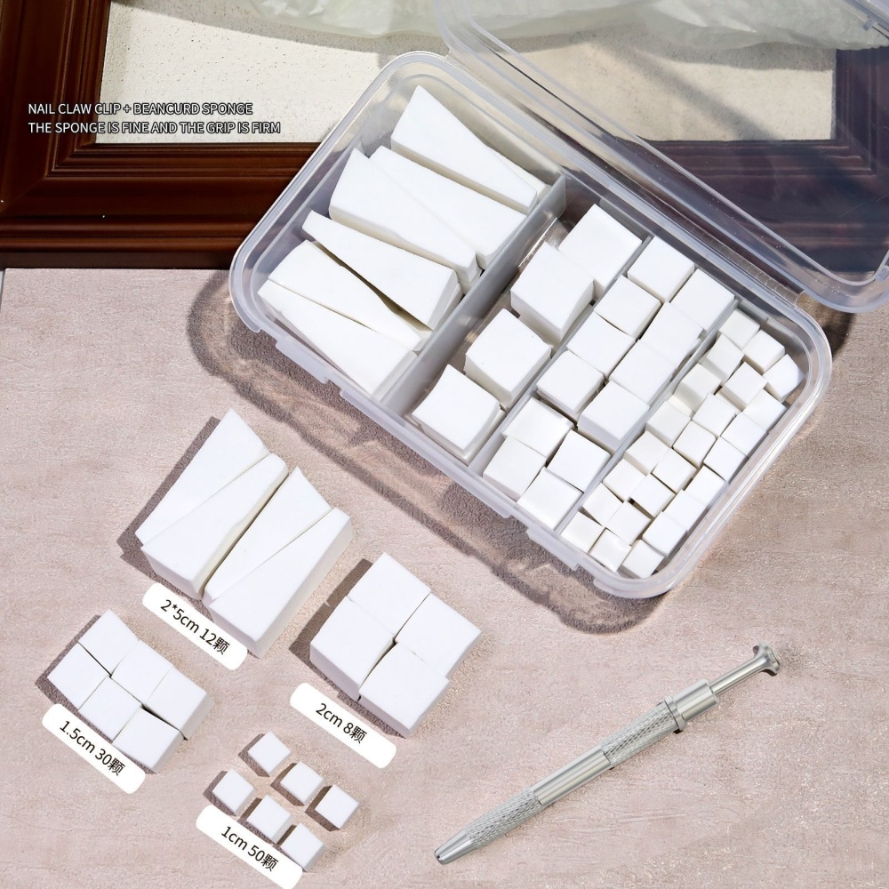 100Pcs/Box Gradient Sponge Brush With Tools For Nail Art Gel Polish Brush Glitter Powder Manicure