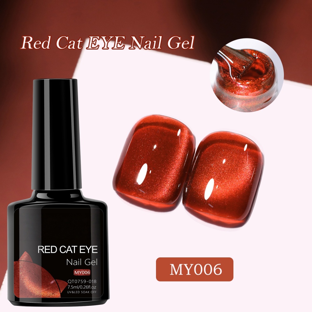 Red Cat Eye Gel Polish in 12 Colors with Rich Dimensional Magnetic Shimmer Effect for Professional Manicure, Nail Art and Salon Wholesale
