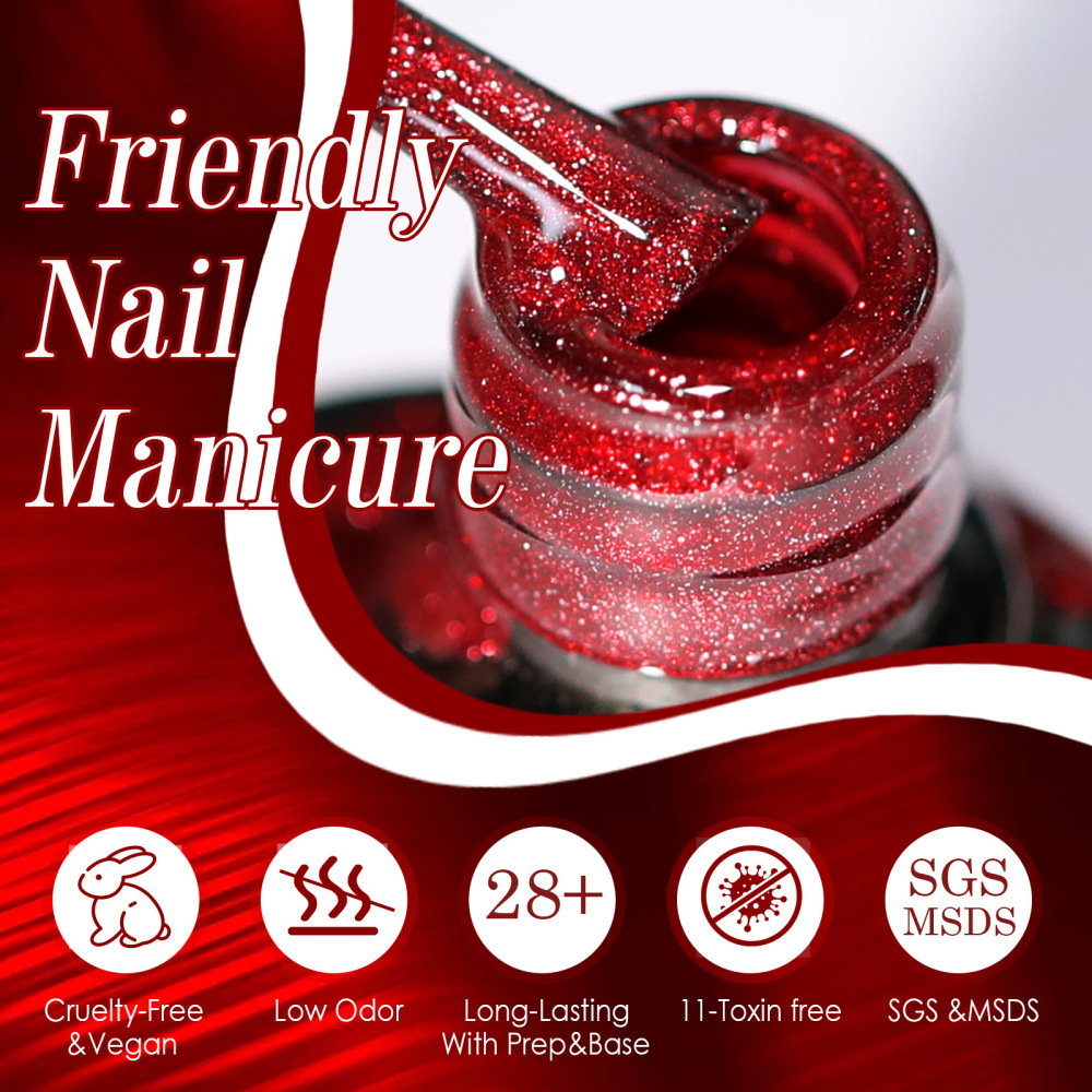 Red Cat Eye Gel Polish in 12 Colors with Rich Dimensional Magnetic Shimmer Effect for Professional Manicure, Nail Art and Salon Wholesale