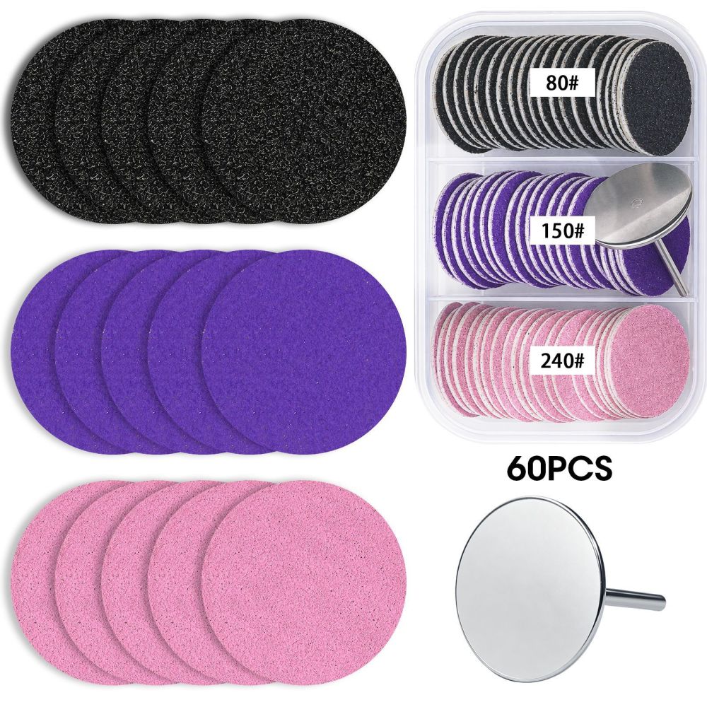 Nail-Filing & Sanding Pad Set with 80/150/240 Grit Sheets Foot Callus Removal Tool Plastic Box Packaging