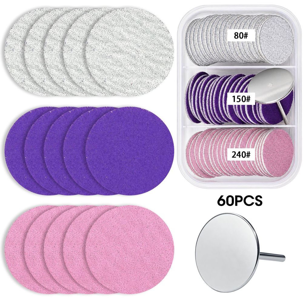 Nail-Filing & Sanding Pad Set with 80/150/240 Grit Sheets Foot Callus Removal Tool Plastic Box Packaging