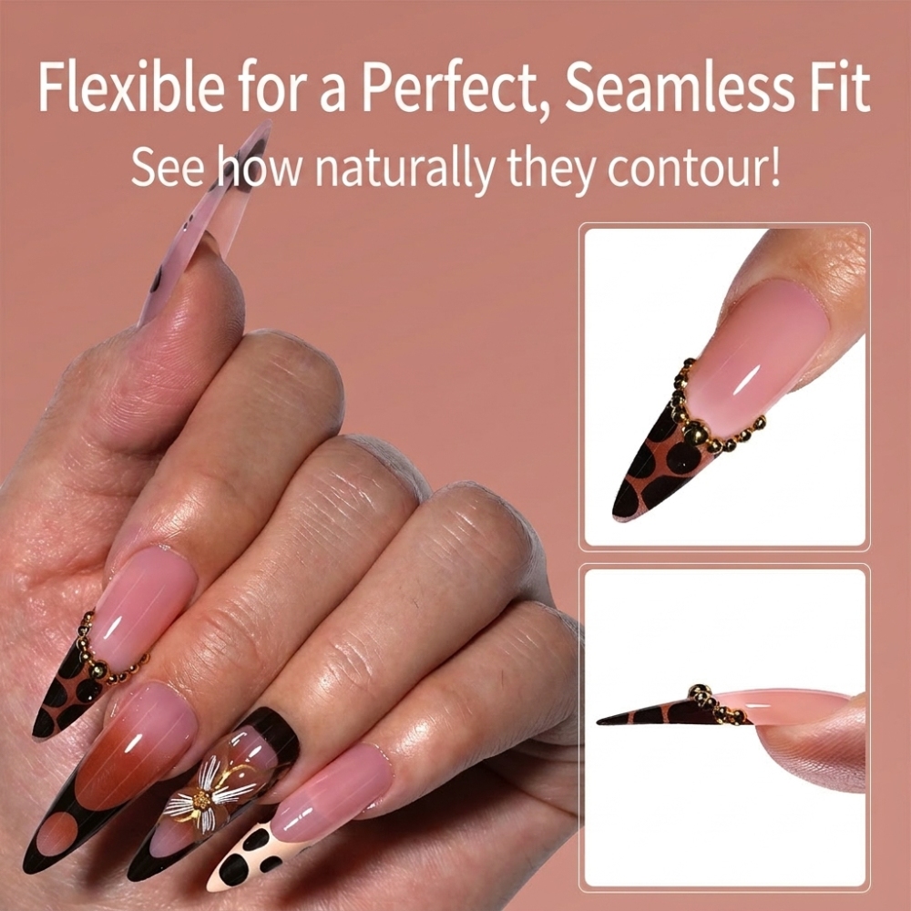 3D Y2K Press-On Nails with Handmade Cherry & Floral Decorations