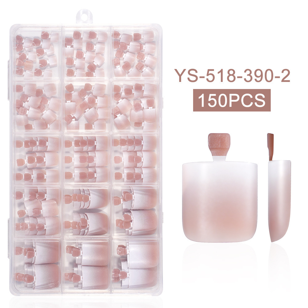 Ombre Nude Soft Gel Toenail Press-On Tips with Short Square Shape