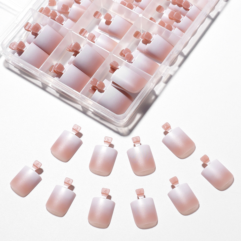 Ombre Nude Soft Gel Toenail Press-On Tips with Short Square Shape