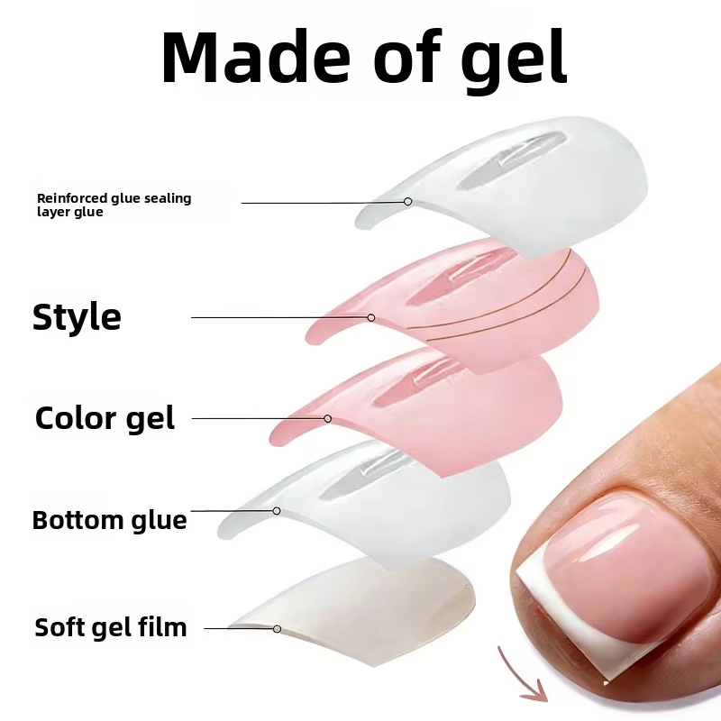 Ombre Nude Soft Gel Toenail Press-On Tips with Short Square Shape