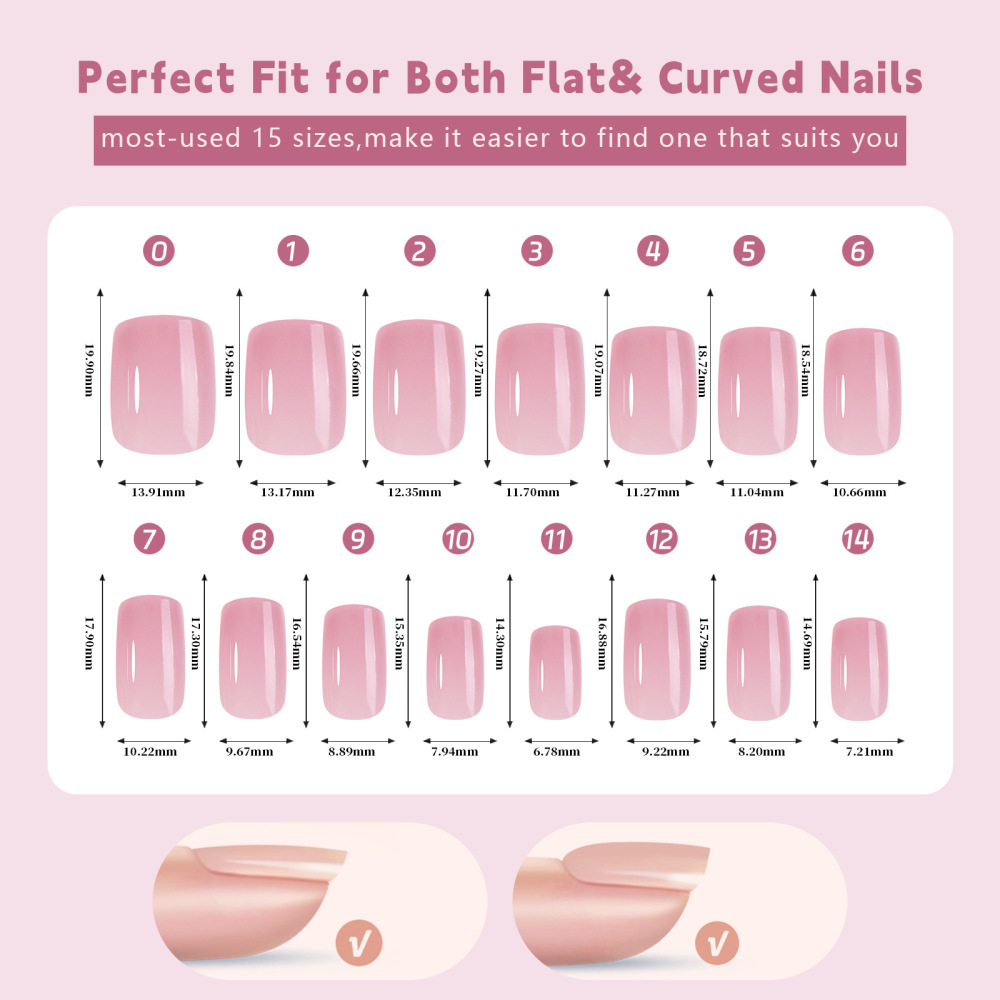 3-in-1 Soft Gel Nail Tips with 15 Sizes and 8 Shapes for Press-On Nails