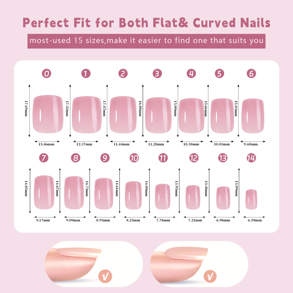 3-in-1 Soft Gel Nail Tips with 15 Sizes and 8 Shapes for Press-On Nails