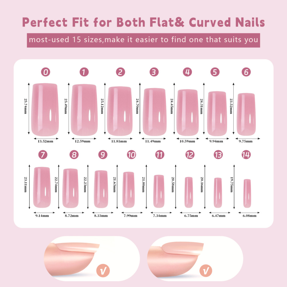 3-in-1 Soft Gel Nail Tips with 15 Sizes and 8 Shapes for Press-On Nails
