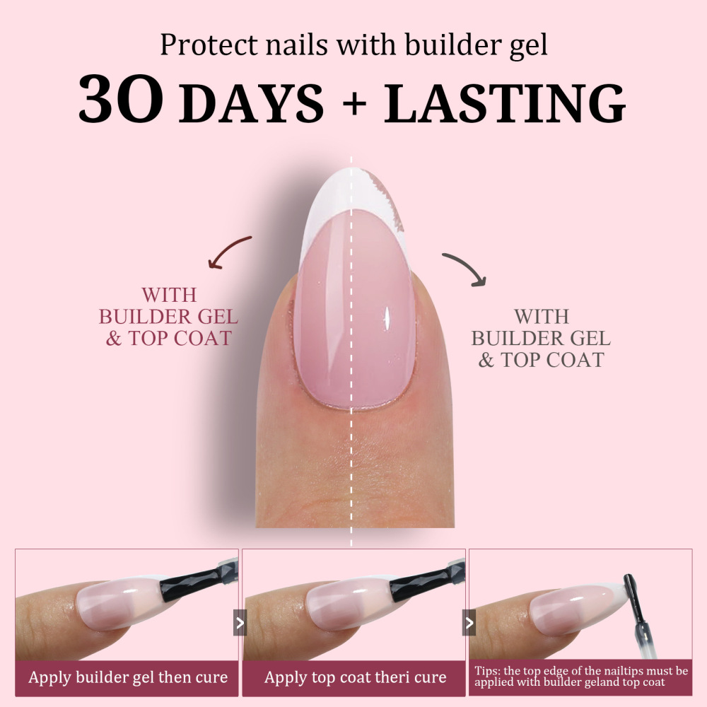 Sheer Nude Soft Gel French Press-On Nail Tips with Wave Design