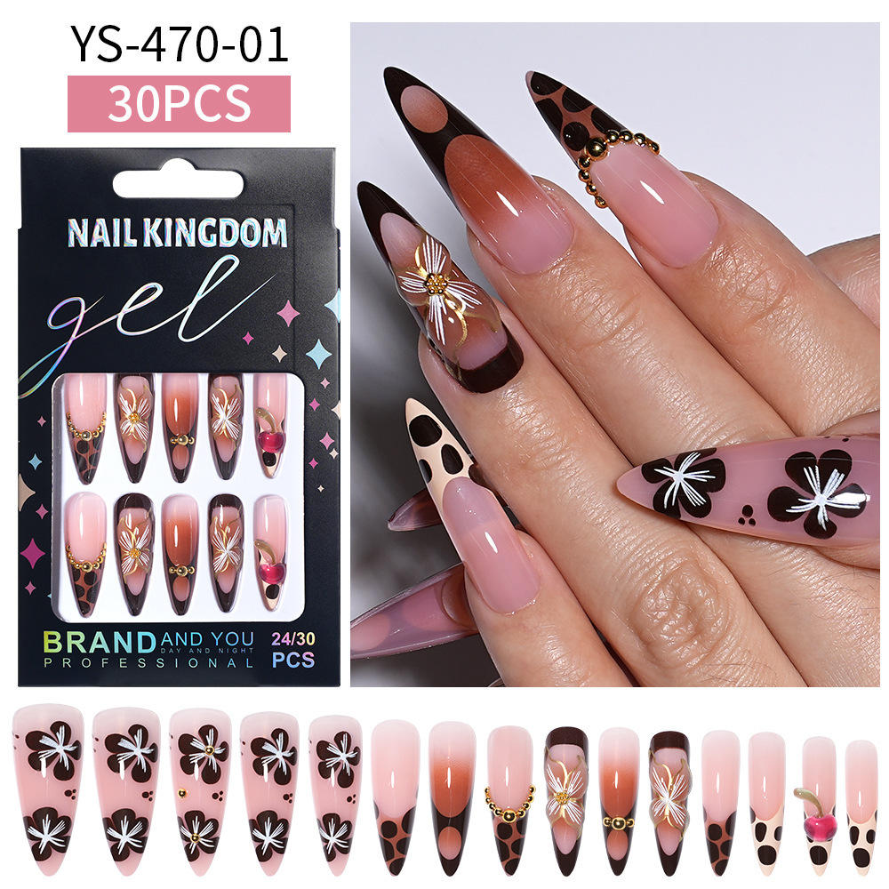 3D Y2K Press-On Nails with Handmade Cherry & Floral Decorations