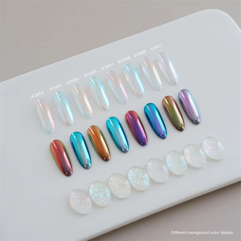 Air Cushion Moonlight Chrome Powder for Nail Art with Mirror & Aurora Effects