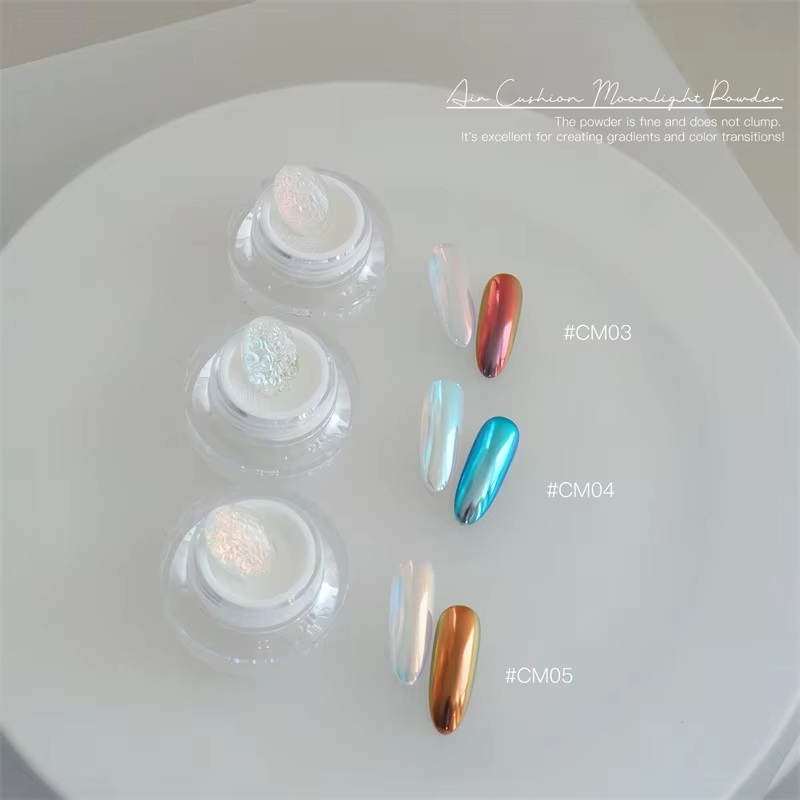 Air Cushion Moonlight Chrome Powder for Nail Art with Mirror & Aurora Effects